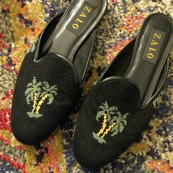 Zalo Palm tree slides needle point tapestry - Picture 1 of 6